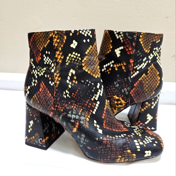 Circus By Sam Edelmam Kate Women's Snake Skin Tone Block Ankle Boots Size 7.5 - Picture 1 of 10